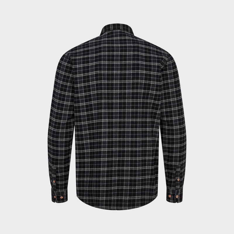 Kronstadt Dean Flannel Check 25 bomuldsskjorte Shirts L/S Black / Grey