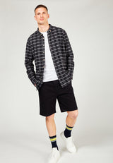 Kronstadt Dean Flannel Check 25 bomuldsskjorte Shirts L/S Black / Grey