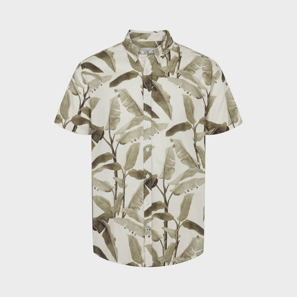 Kronstadt Johan Big Leaves S/S poplinskjorte Shirts S/S Army