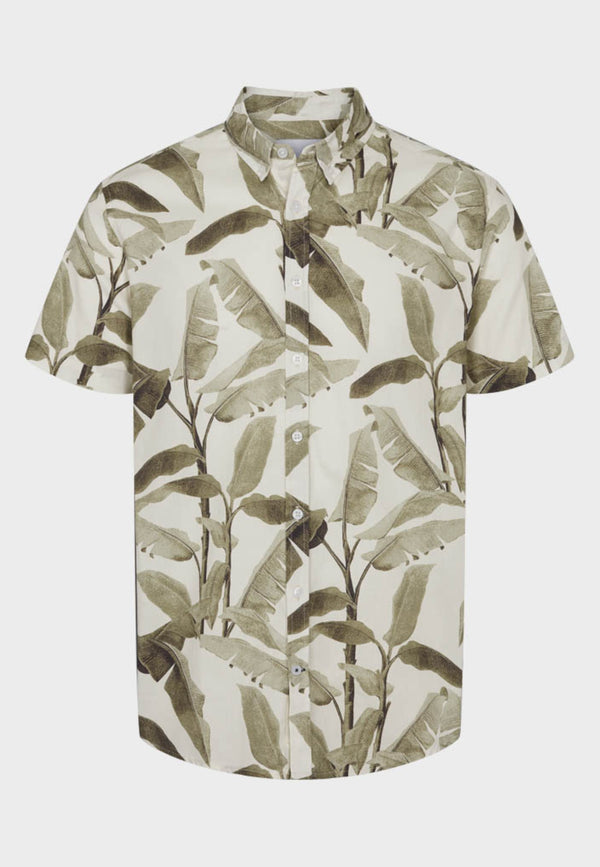 Kronstadt Johan Big Leaves S/S poplinskjorte Shirts S/S Army