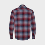 Kronstadt Johan Flannel Check 03 bomuldsskjorte Shirts L/S Sea Blue / Blood