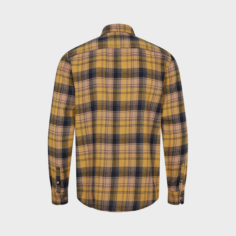 Kronstadt Johan Flannel Check 23 bomuldsskjorte Shirts L/S Army / Navy / Yellow