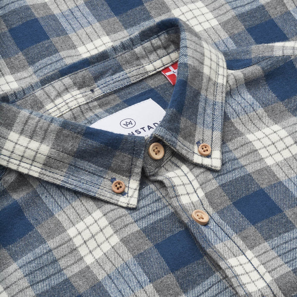 Kronstadt Johan Flannel check shirt Shirts L/S Grey / Blue