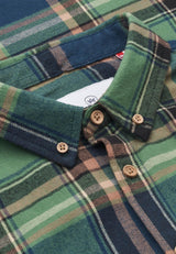 Kronstadt Johan Flannel check shirt Shirts L/S Ivy Green / Blue