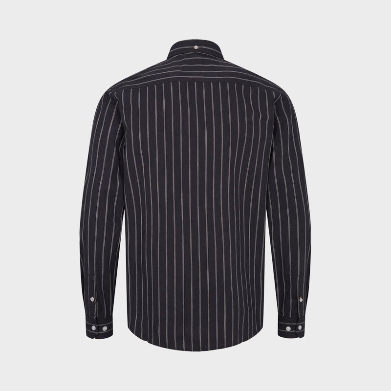 Kronstadt Johan Poplin Stripe 05 shirt Shirts L/S Dark grey