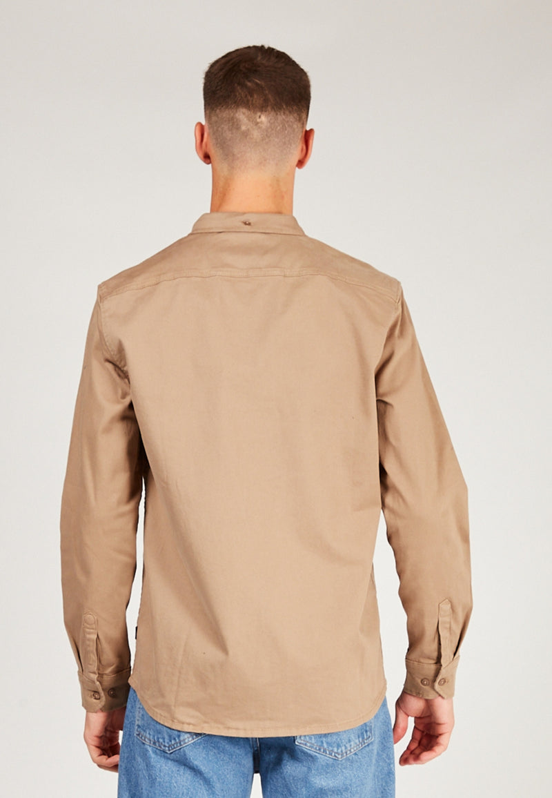 Kronstadt Johan Twill bomuldsskjorte Shirts L/S Sepia tint brown