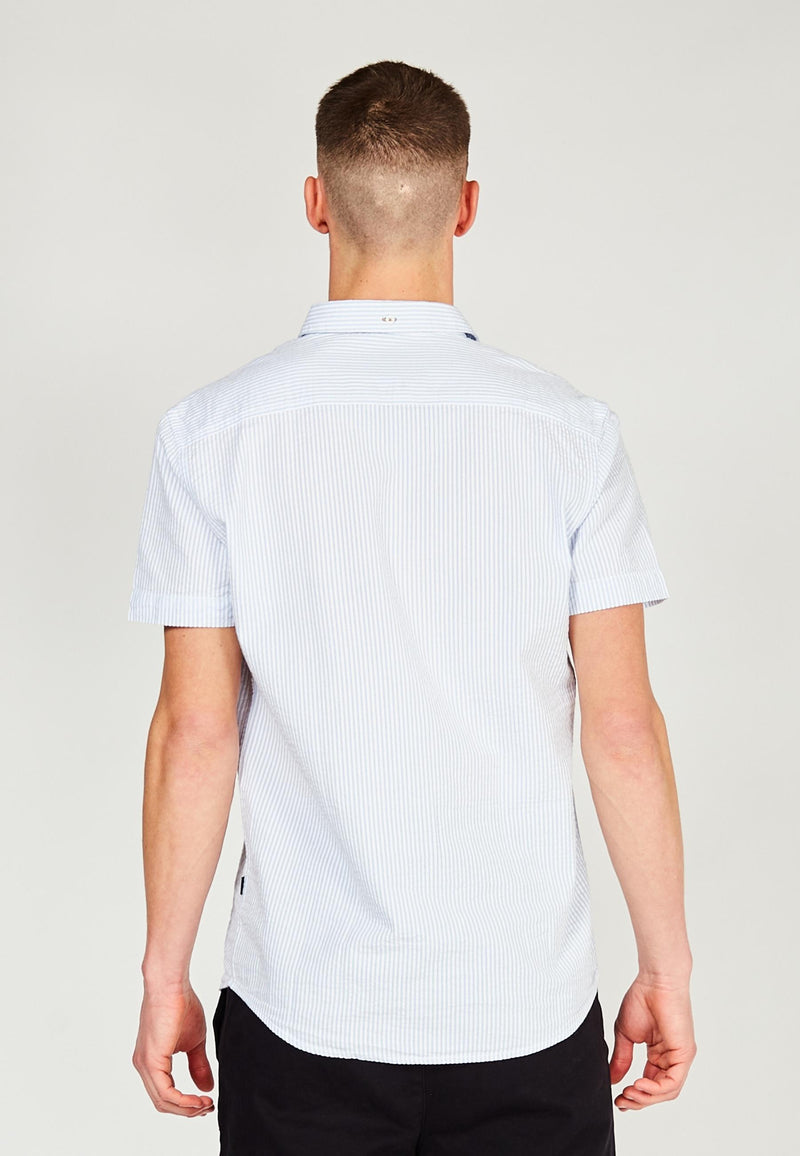 Kronstadt Johan seersucker S/S bomuldsskjorte Shirts S/S White/White