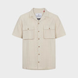 Kronstadt Ramon Cuba herringbone S/S bomuldsskjorte Shirts S/S Off White