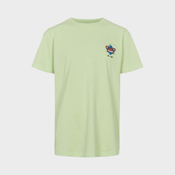 Kronstadt Timmi t-shirt af økologisk bomuld og genanvendt polyester med broderi. Tee Paradise Green