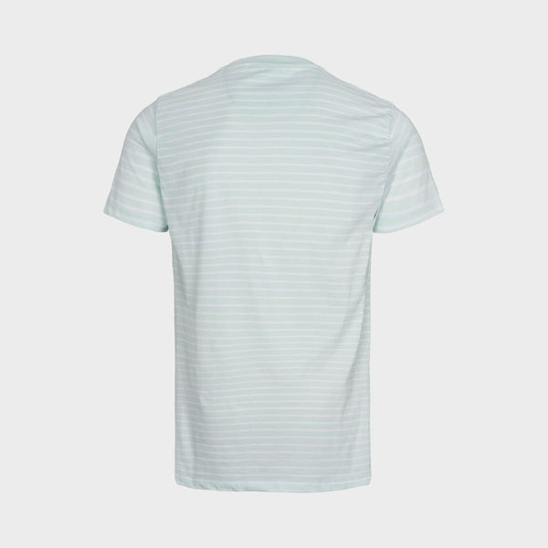 Kronstadt Timmi t-shirt af økologisk bomuld og genanvendt polyester med striber. Tee Aqua/White