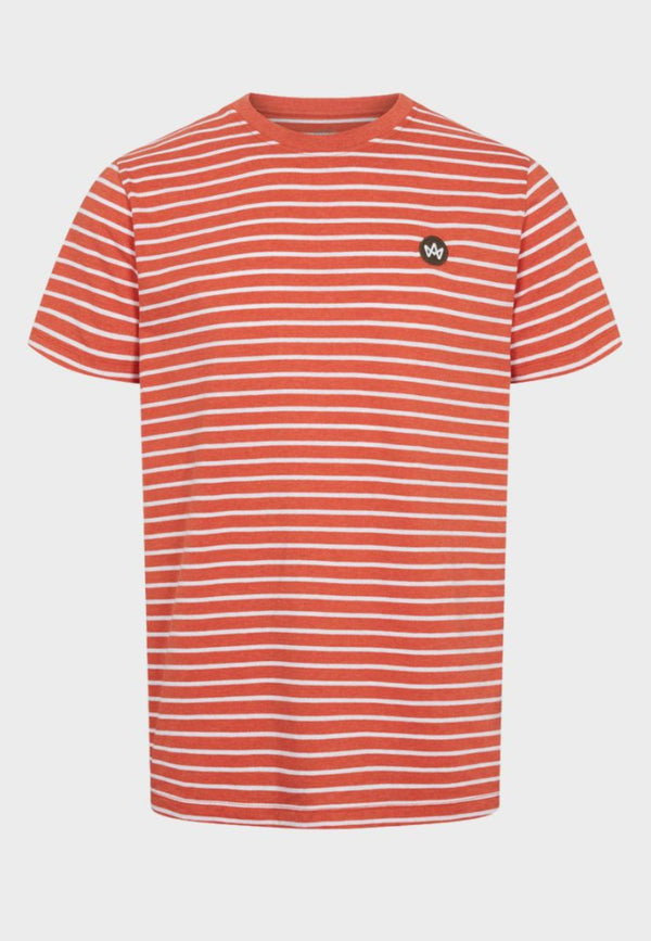 Kronstadt Timmi t-shirt af økologisk bomuld og genanvendt polyester med striber. Tee Burned Orange