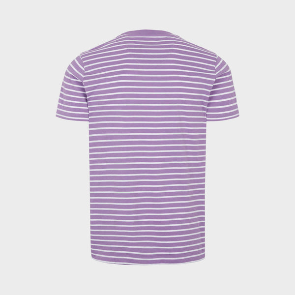 Kronstadt Timmi t-shirt af økologisk bomuld og genanvendt polyester med striber. Tee Lavender / White
