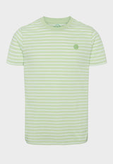 Kronstadt Timmi t-shirt af økologisk bomuld og genanvendt polyester med striber. Tee Paradise Green / White