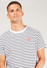 Kronstadt Timmi t-shirt af økologisk bomuld og genanvendt polyester med striber. Tee White/Navy