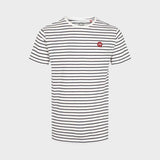 Kronstadt Timmi t-shirt af økologisk bomuld og genanvendt polyester med striber. Tee White/Navy