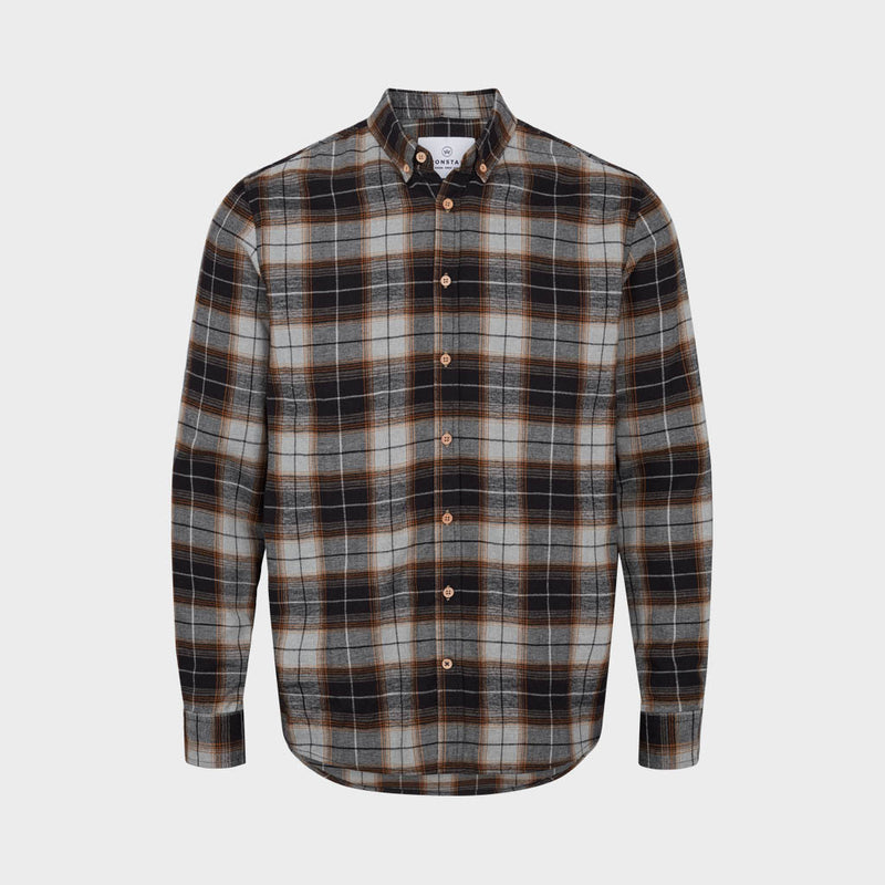 Kronstadt Johan Flannel check 26 bomuldsskjorte Shirts L/S Black / Grey
