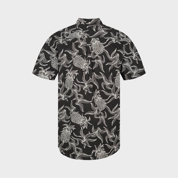 Kronstadt Johan Pineapple Print S/S poplinskjorte Shirts S/S Black / White