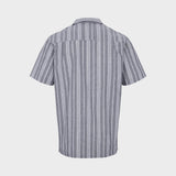 Kronstadt Ramon Cuba Stripe 04 S/S hørskjorte Shirts S/S Dutch Blue